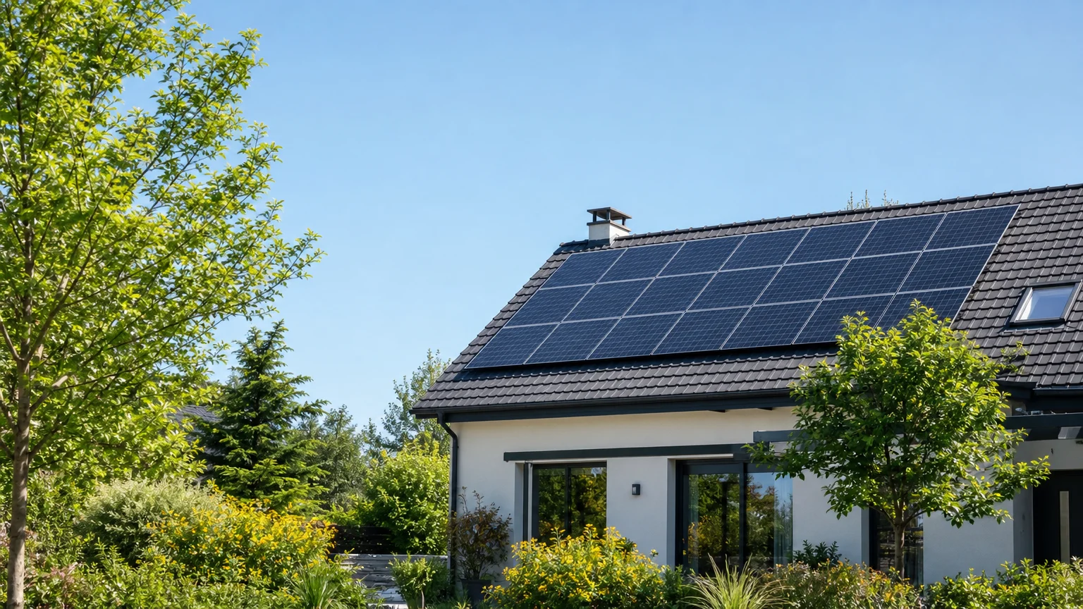 Maison équipée de panneaux photovoltaïques à Caluire-et-Cuire