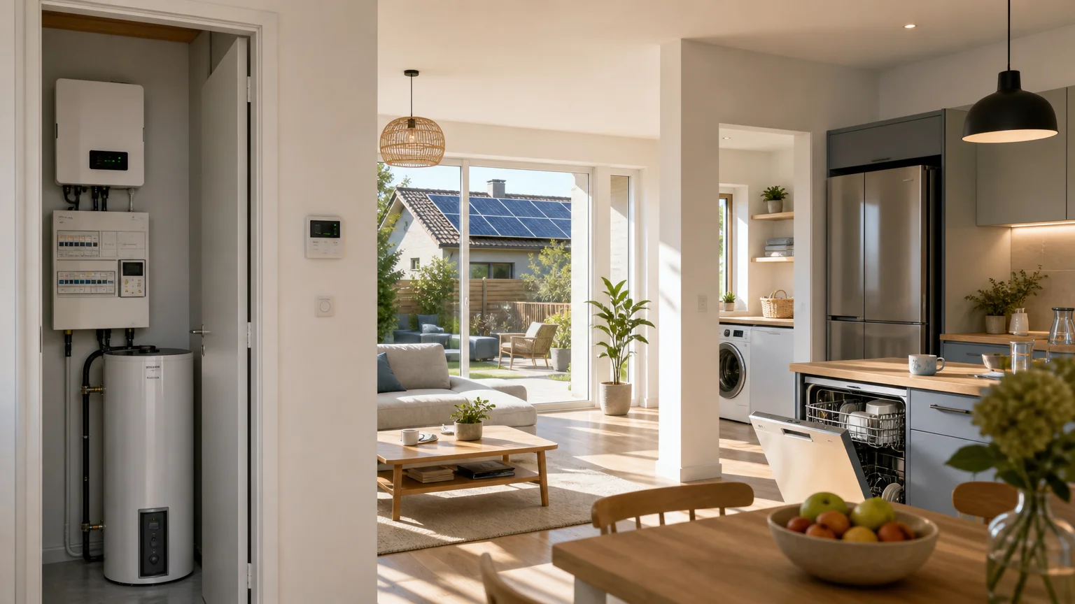 Installation photovoltaïque alimentant les usages électriques d’une maison