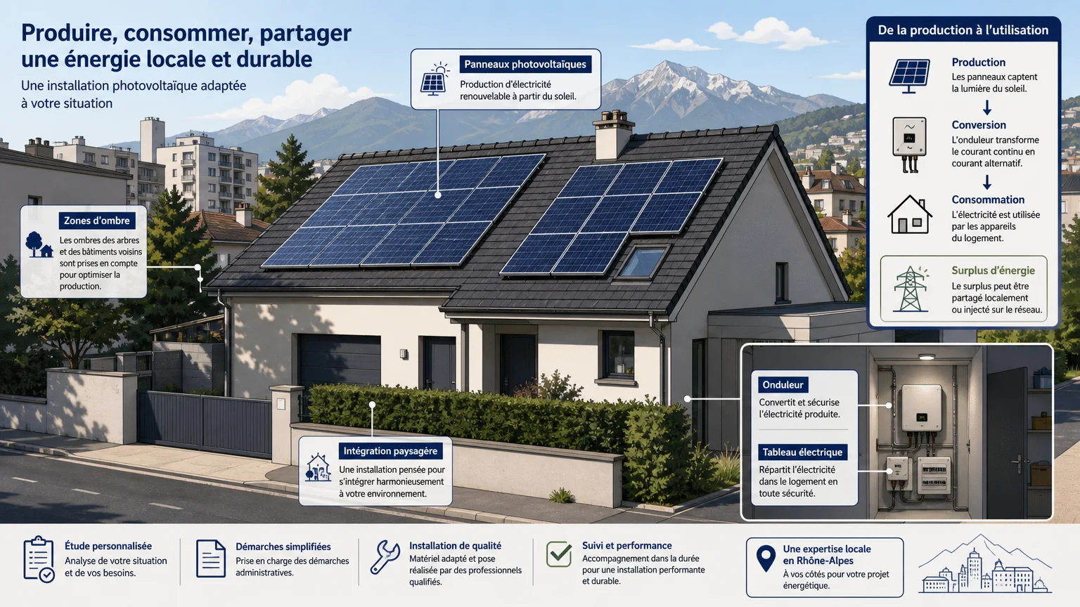 Toiture de maison étudiée pour une installation photovoltaïque à Saint-Martin-d’Hères